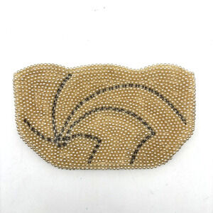 Vintage 40s Codette Ivory Faux Pearl & Silver Beaded Evening Clutch Japan Made